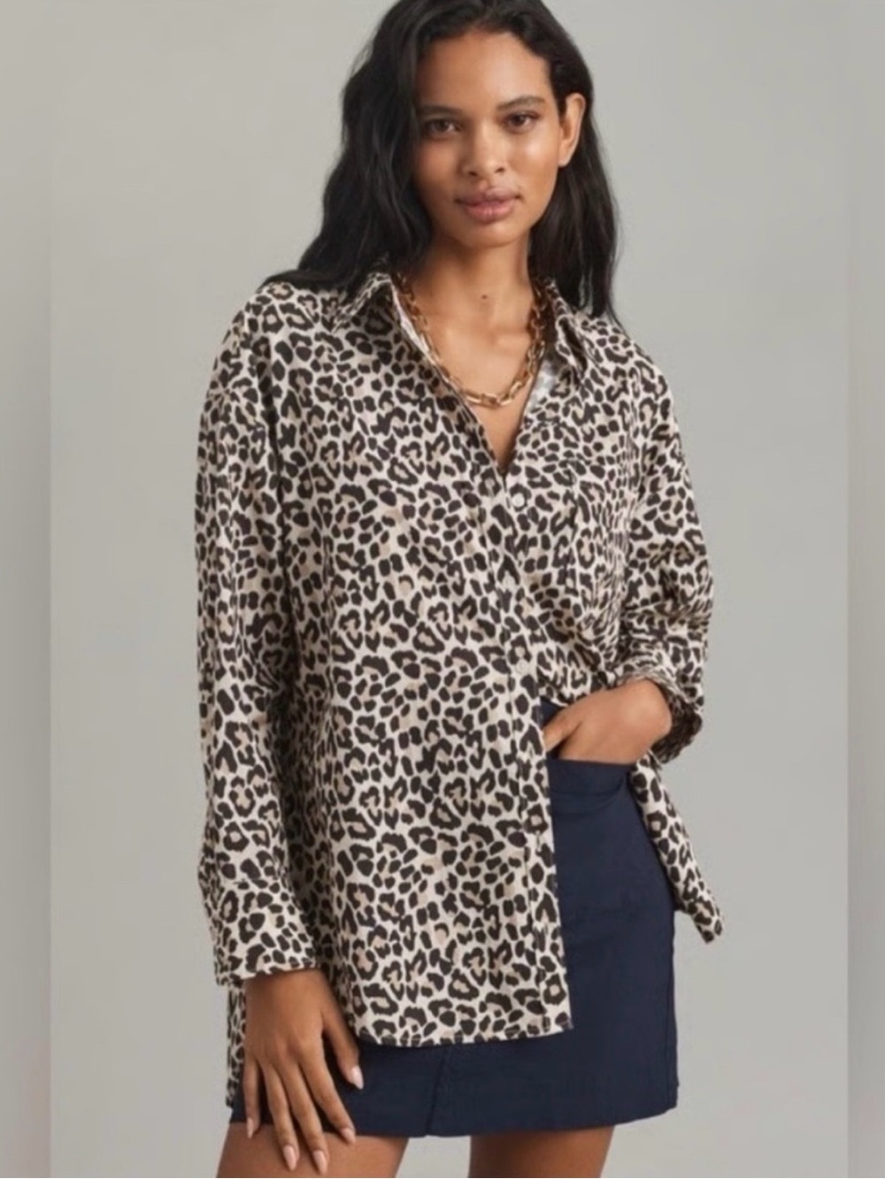 Anthropologie Bennet Button-down Leopard Print